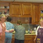 Pie bakers in the kitchen. L to R Cynthia Ayers, Dorothy Holmes, Jan Graham, and Bernice Montefusco